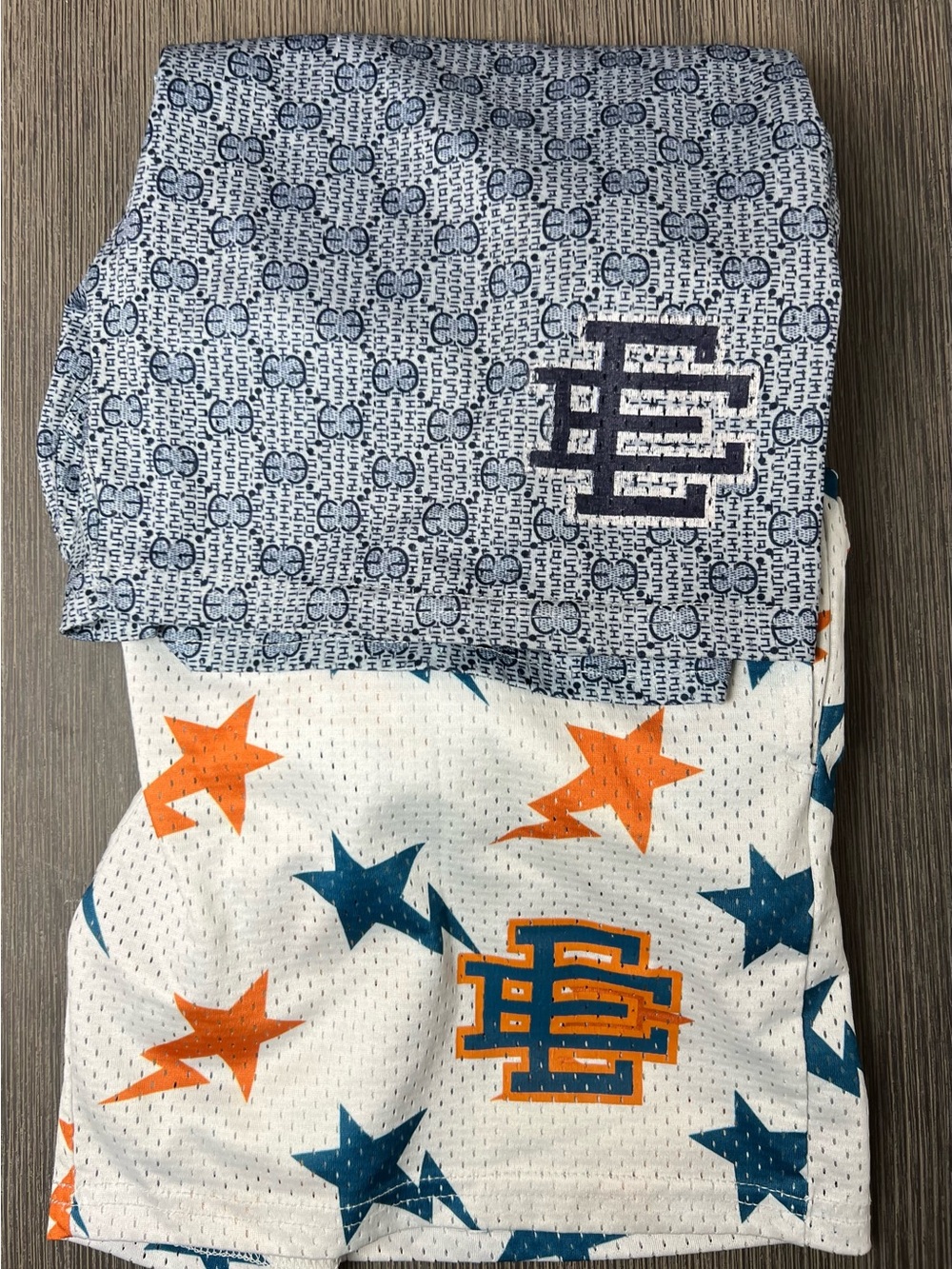 White, Navy & Orange Star Print Shorts Set